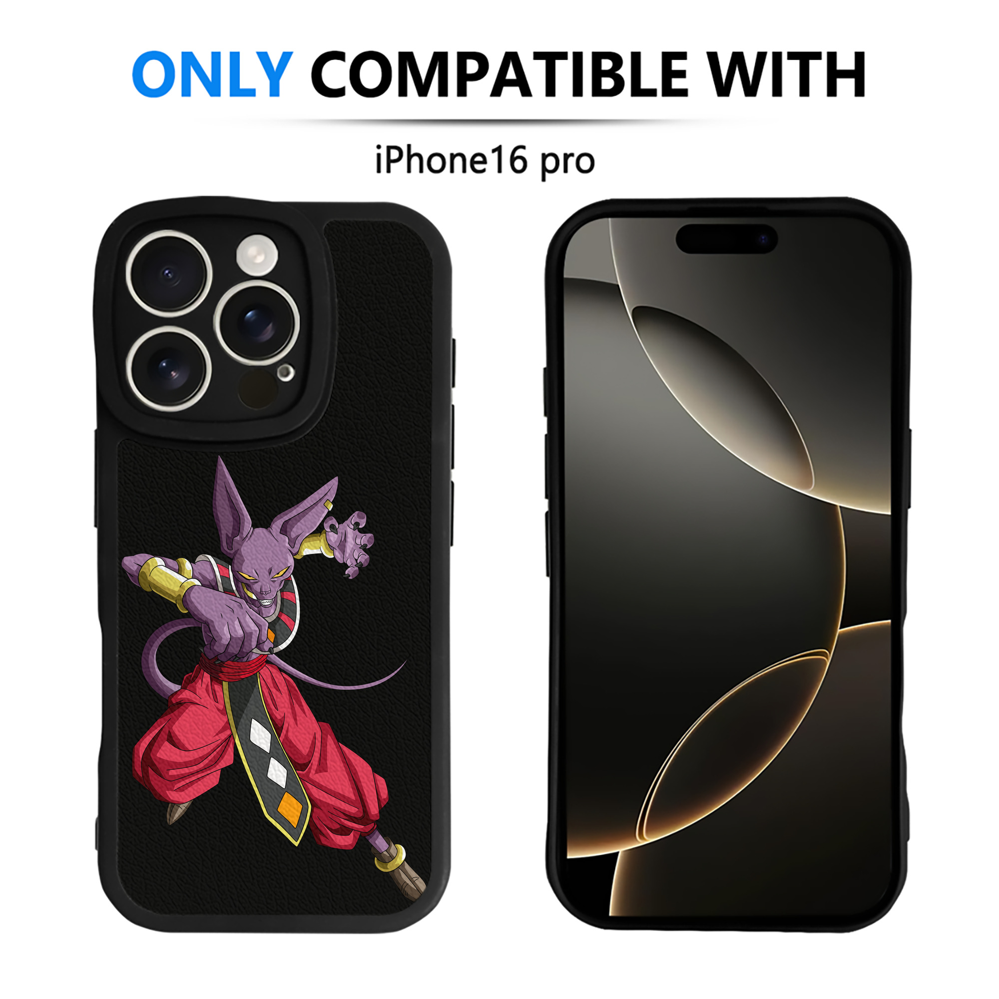 （画像用） ドラゴンボール ビルス 破壊神ビルス DRAGON BALL Beerus Birusu 【iPhone 16シリーズ対応】シリコンスマホケース（レザー調） 材質：シリコン